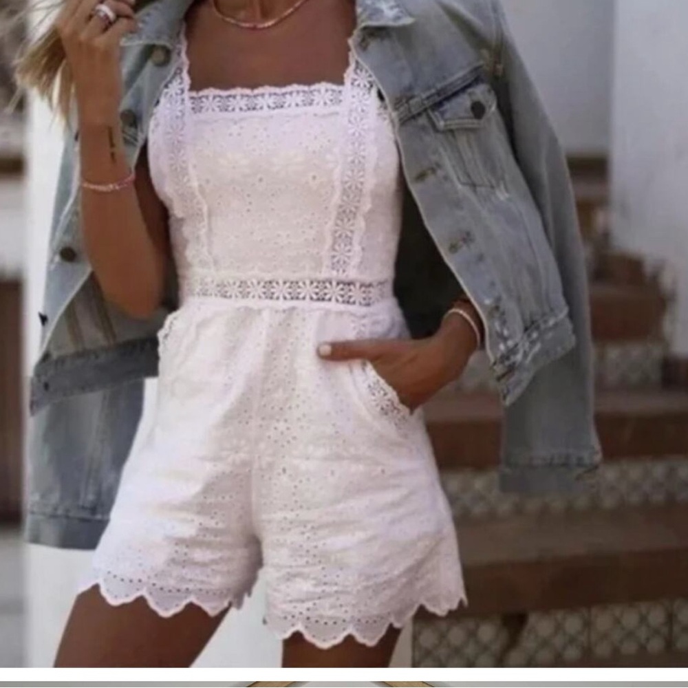 Charo Ruiz White Eyelet Lace Garment